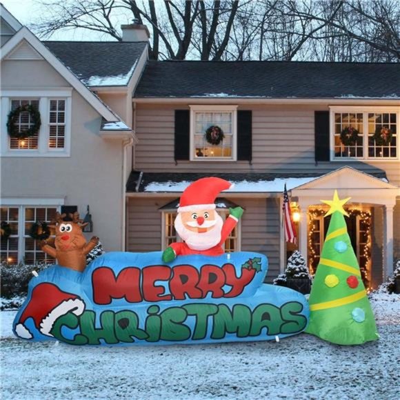 Christmas Inflatable Santa Blow up, Lighted Large Merry Christmas Inflatables - Picture 4 of 6